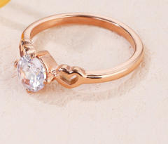 Concise heart cut cubic zircon stainless steel rings