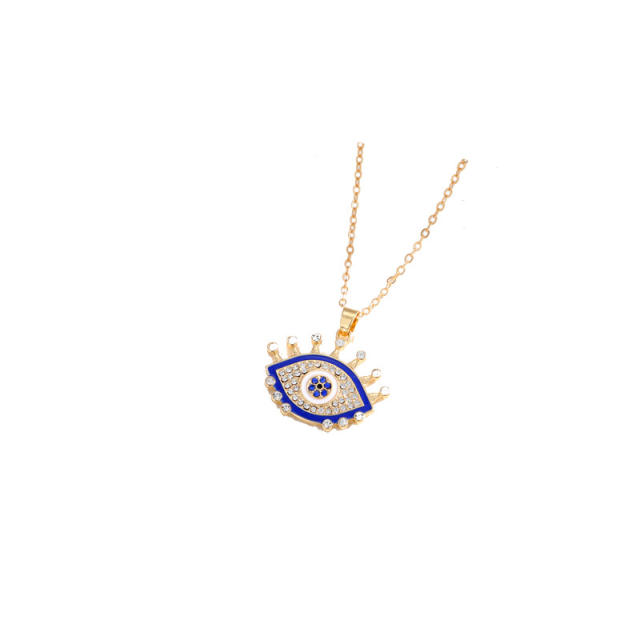 Vintage enamel evil eye pendant alloy necklace