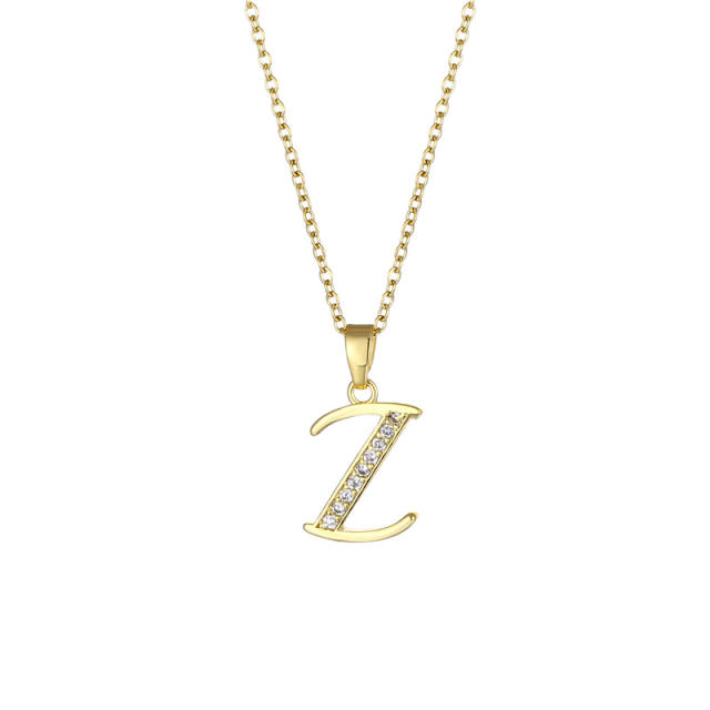 Delicate diamond initial pendant copper necklace