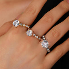 Concise chic cubic zircon diamond stainless steel rings