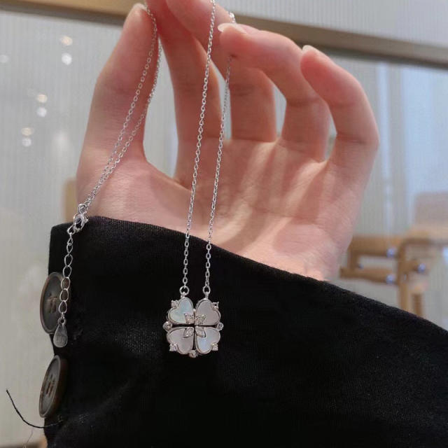 Delicate diamond clover stainless steel necklace