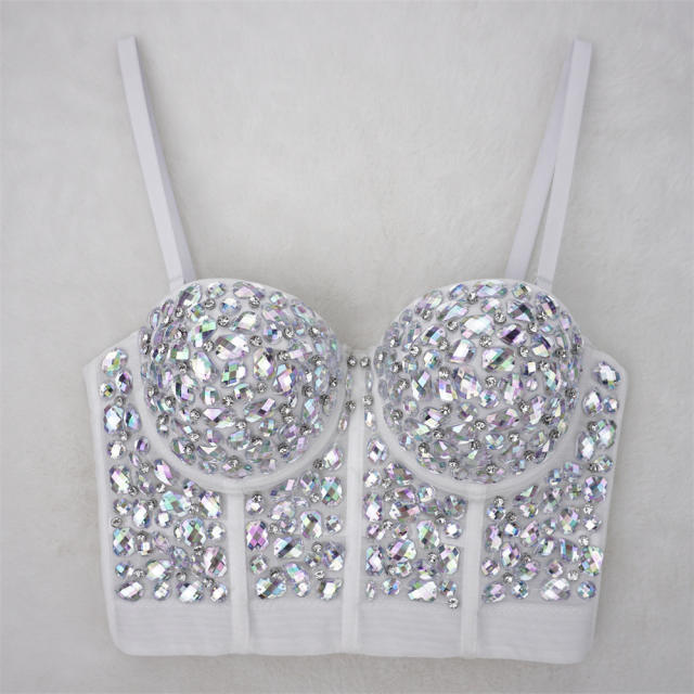 Y2K color glass crystal shiny party queen camisole