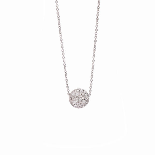 Elegant full of color cubic zircon ball pendant copper necklace
