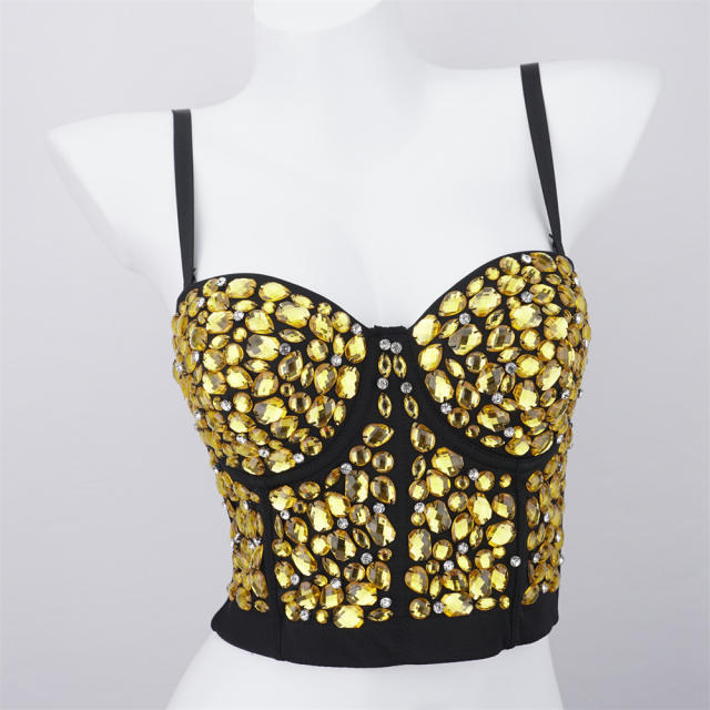 Y2K color glass crystal shiny party queen camisole
