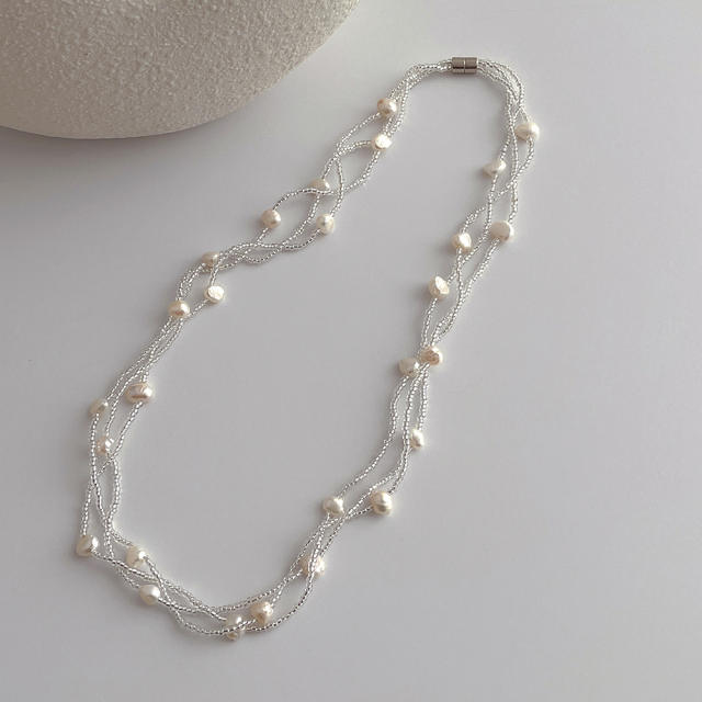 Concise elegant water pearl necklace