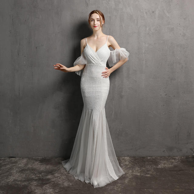 Elegant sexy fishtail design shining maxi formal dress