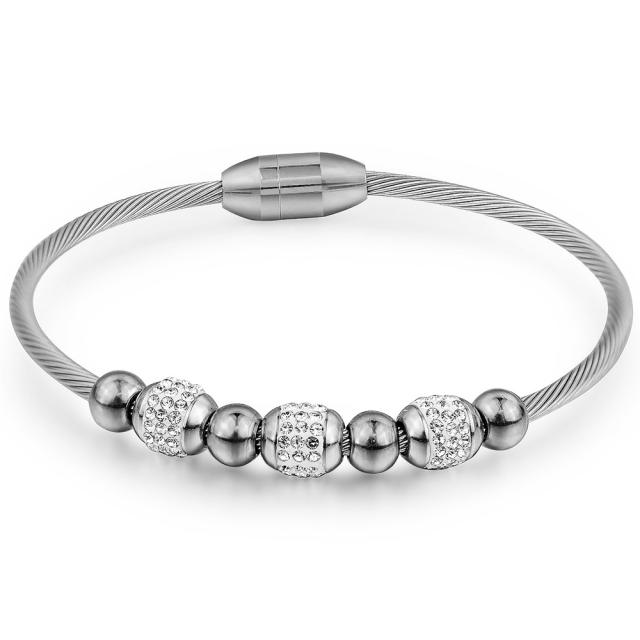 INS trend delicate diamond bead stainless steel bangle