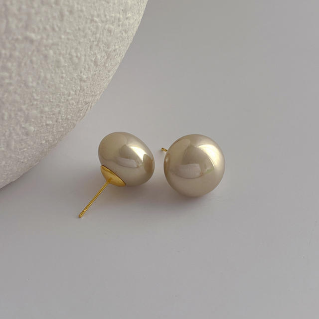 French trend elegant gray color pearl studs earrings