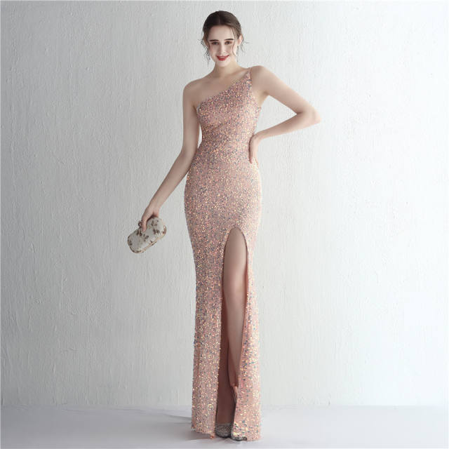 Elegant one shoulder sexy bodycon formal dress