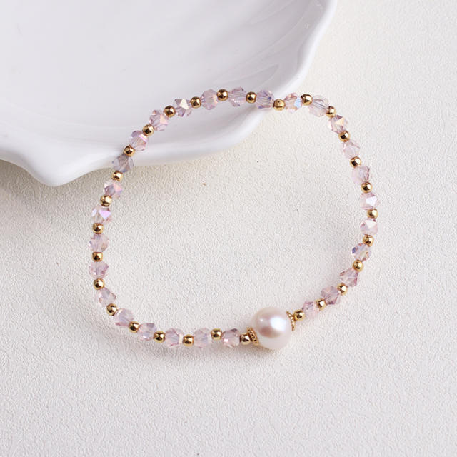 Korean fashion water pearl crystal bead bracelet