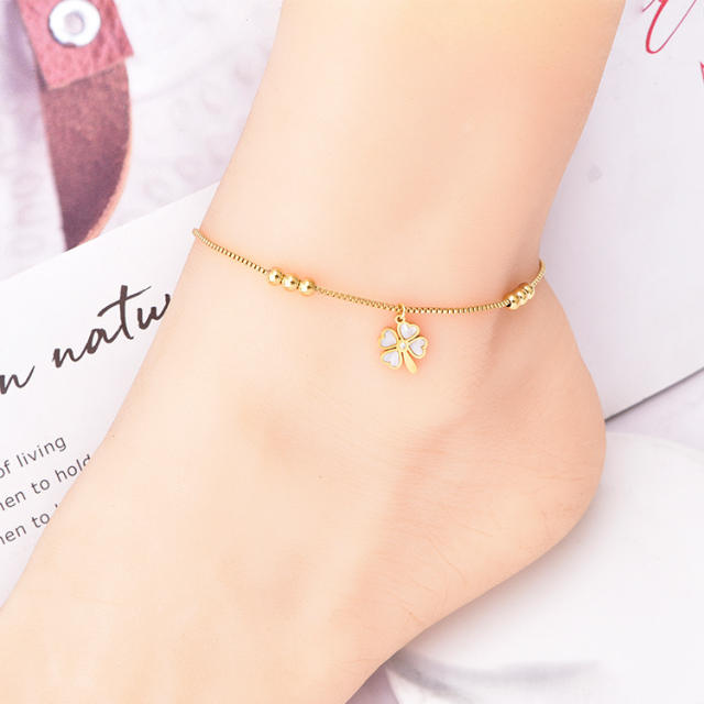 Easy match butterfly heart stainless steel anklet