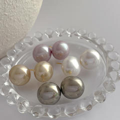 French trend elegant gray color pearl studs earrings