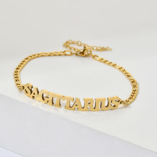 Classic zodiac series figaro chain stainless steel bracelet