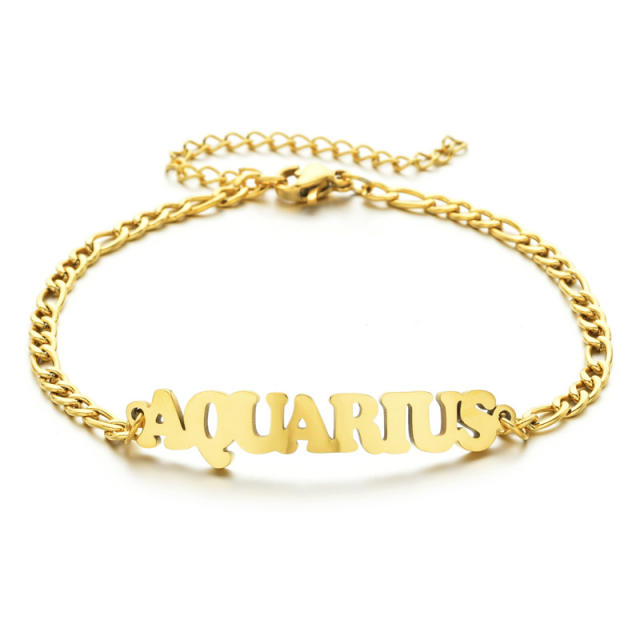 Classic zodiac series figaro chain stainless steel bracelet