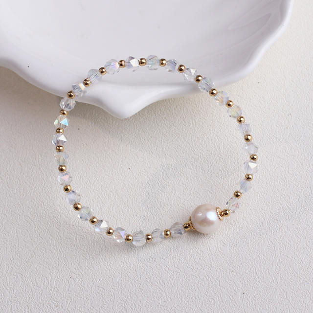 Korean fashion water pearl crystal bead bracelet