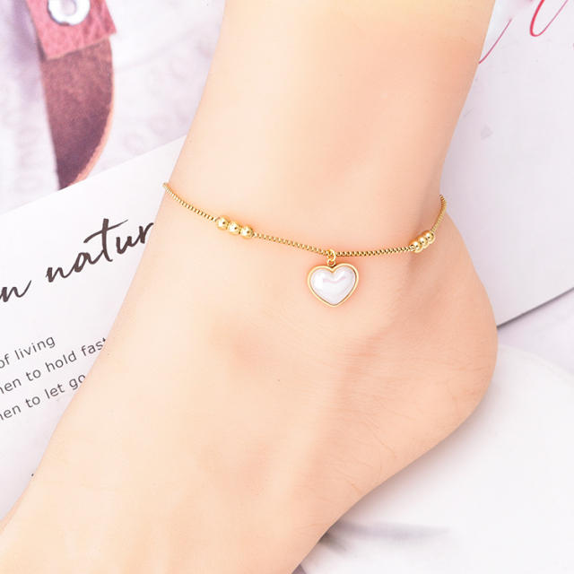 Easy match butterfly heart stainless steel anklet