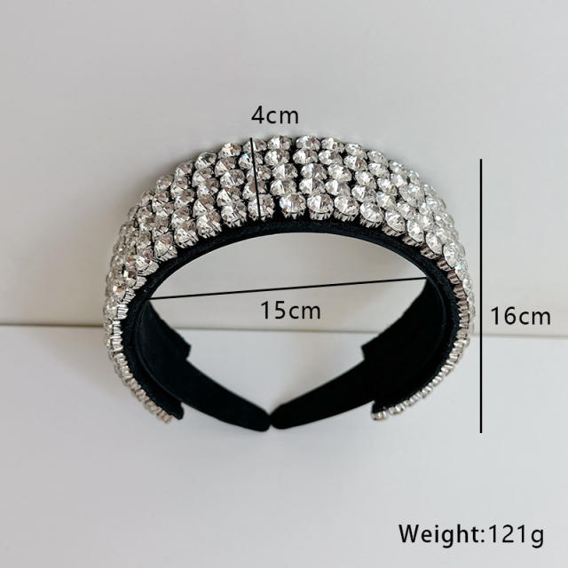 Luxury handmade pave setting color glass crystal vintage headband