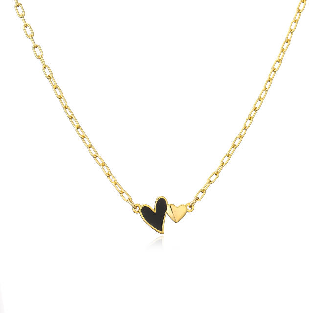 INS trend color enamel heart copper dainty necklace