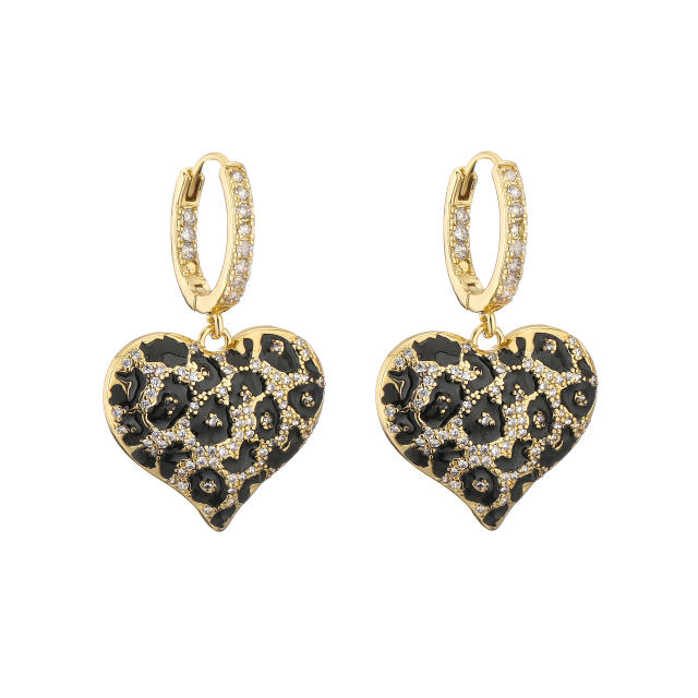 Hiphop enamel heart pendant copper necklace set