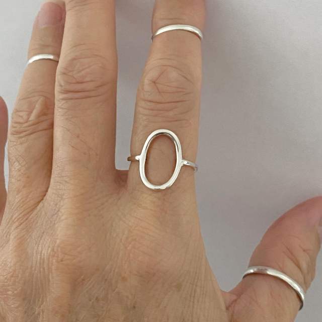 Hot sale simple geometric circle white copper adjustable rings