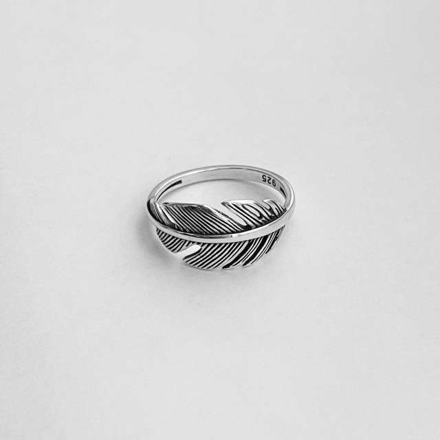 Amazon hot sale vintage feather adjustable rings
