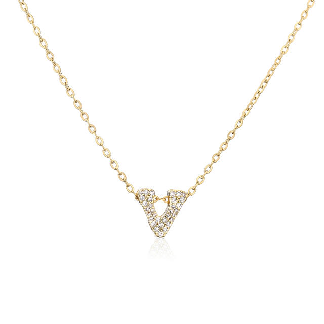 Occident fashion diamond initial copper necklace