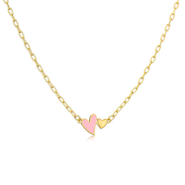 INS trend color enamel heart copper dainty necklace