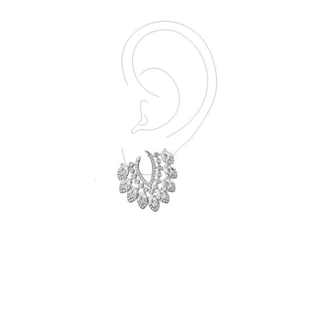 Luxury cubic zircon setting diamond copper earrings