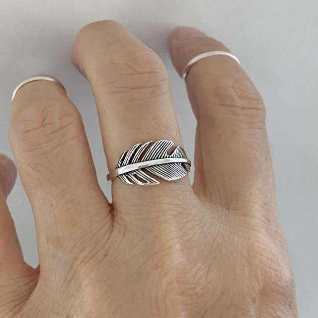 Amazon hot sale vintage feather adjustable rings
