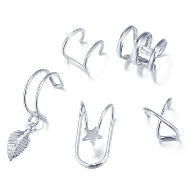 Creative personality leaf alloy ear cuff set