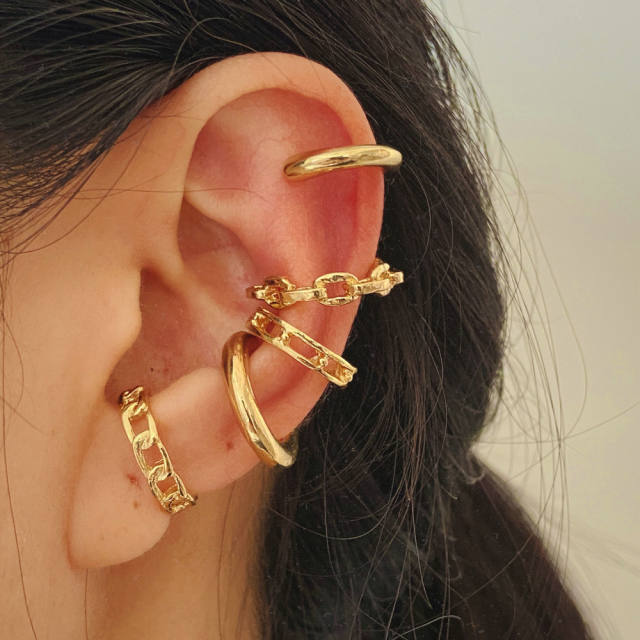 Creative personality leaf alloy ear cuff set