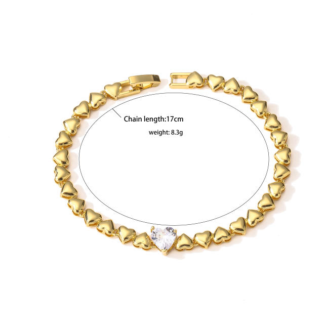 Delicate heart cubic zircon copper necklace set