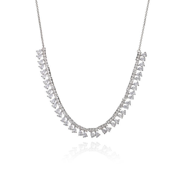 Delicate cubic zircon diamond copper necklace set