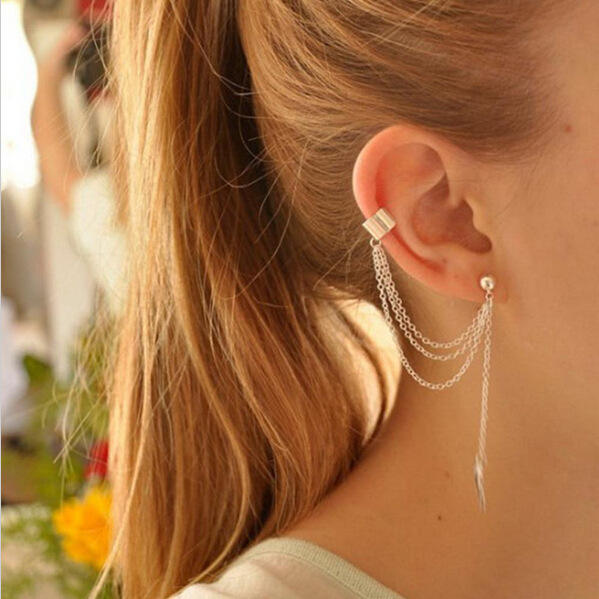 Creative personality leaf alloy ear cuff set