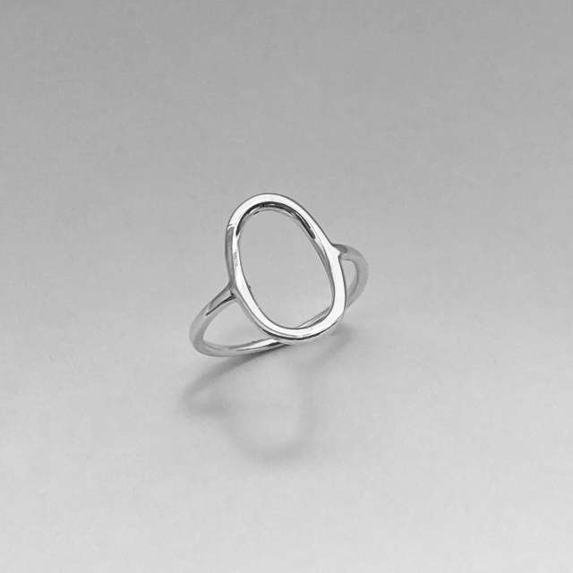 Hot sale simple geometric circle white copper adjustable rings