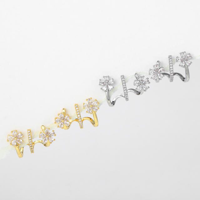 Delicate diamond flower gold plated copper studs