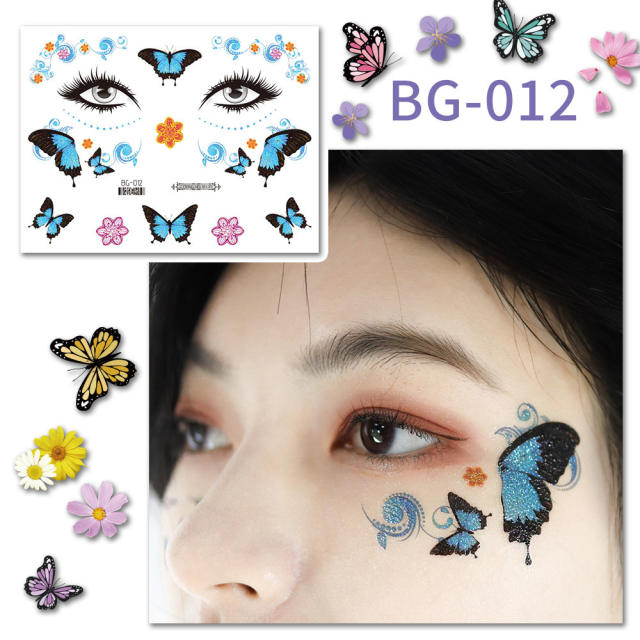 Summer design fashion show music show butterfly face stickers