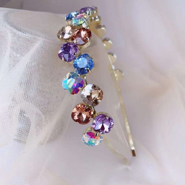 Luxury color glass crystal statement headband