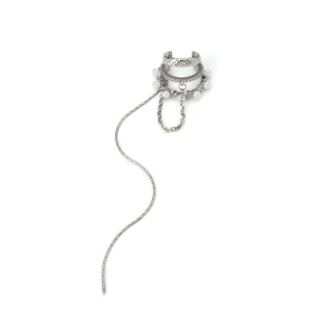 Delicate pearl bead long ear cuff(1pcs price)