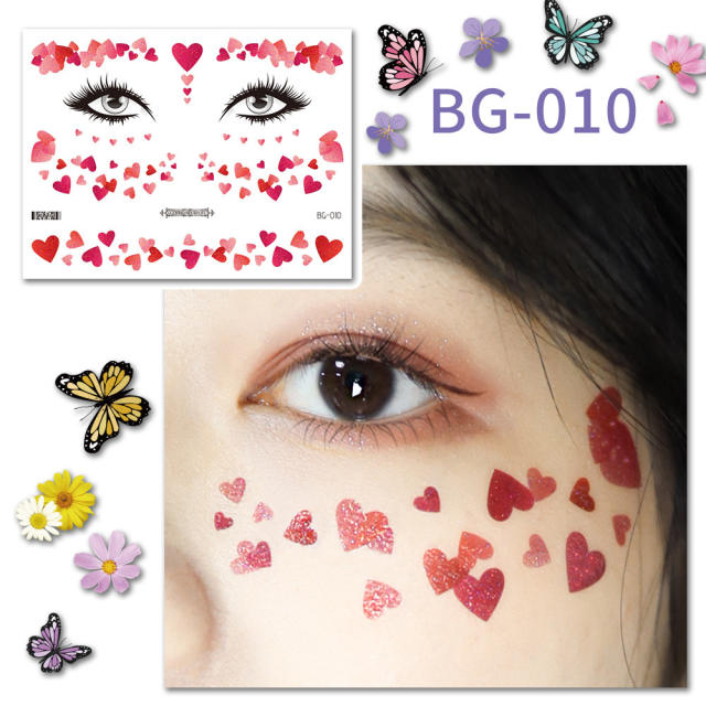 Summer design fashion show music show butterfly face stickers