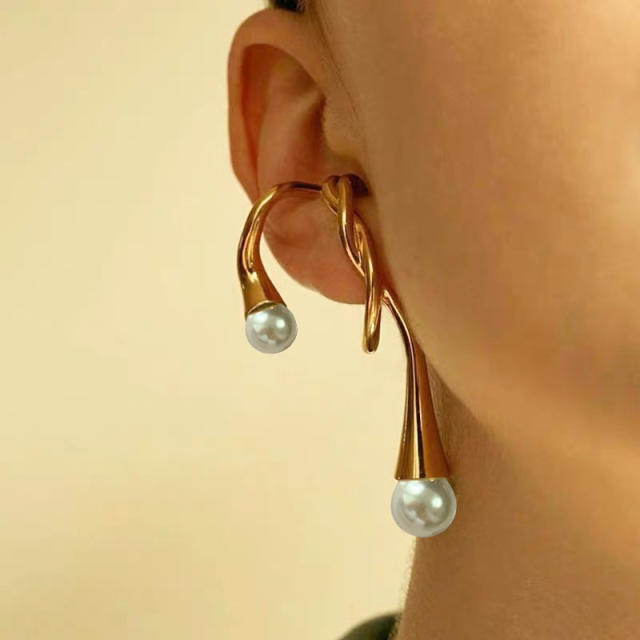 INS personality gold plated copper pearl ear cuff ear wrap(1pcs price)