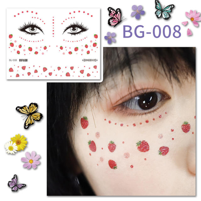 Summer design fashion show music show butterfly face stickers