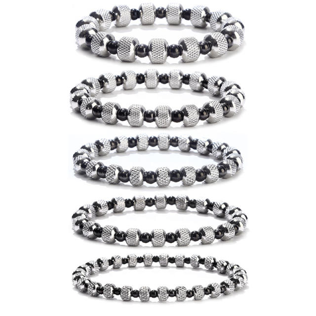 Punk trend stainless steel bead bracelet