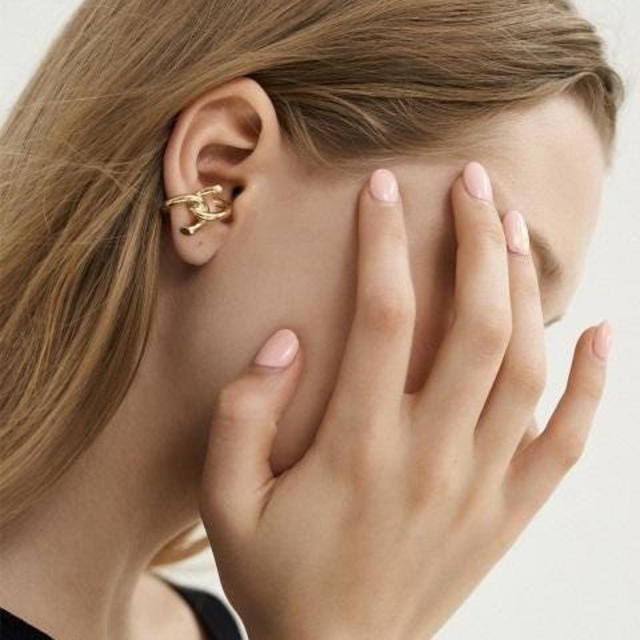INS trend gold plated copper geometric line ear cuff
