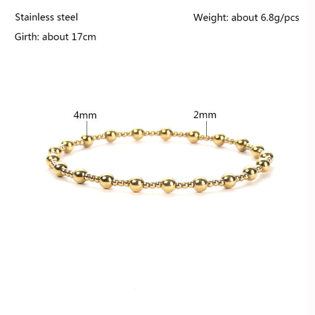 Stainless steel bead elastic bracelet