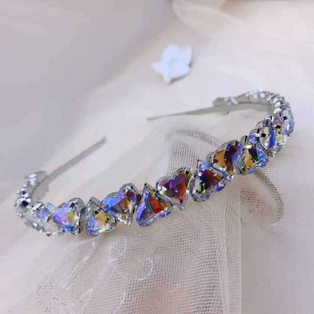 Luxury color glass crystal statement headband