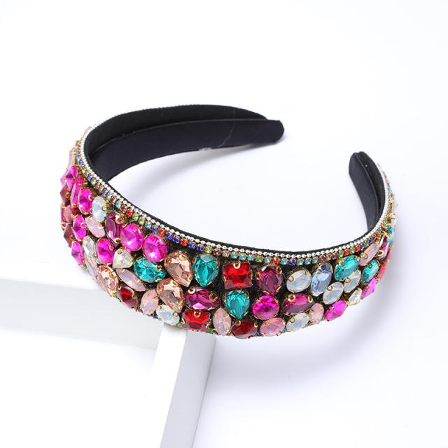 Vintage color glass crystal statement headband