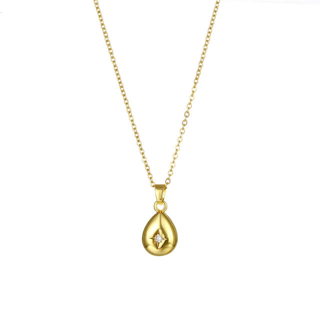 Korean fashion diamond star drop pendant stainless steel chain necklace