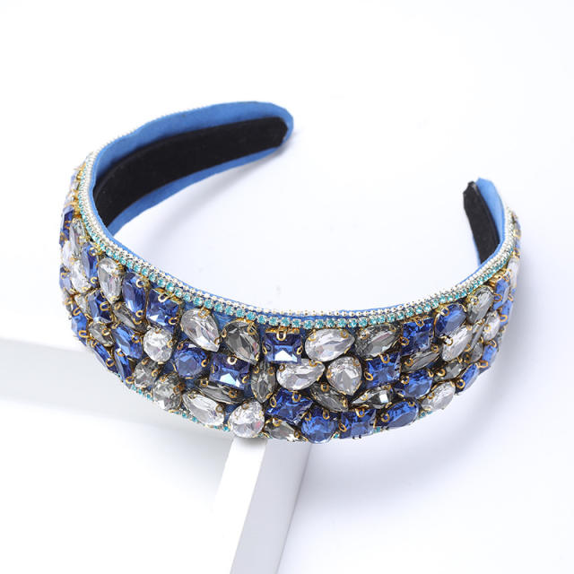 Vintage color glass crystal statement headband