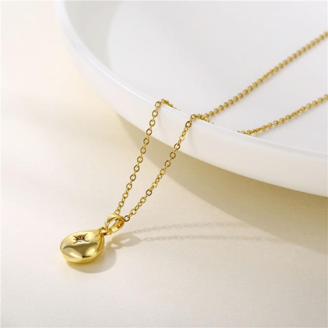 Korean fashion diamond star drop pendant stainless steel chain necklace